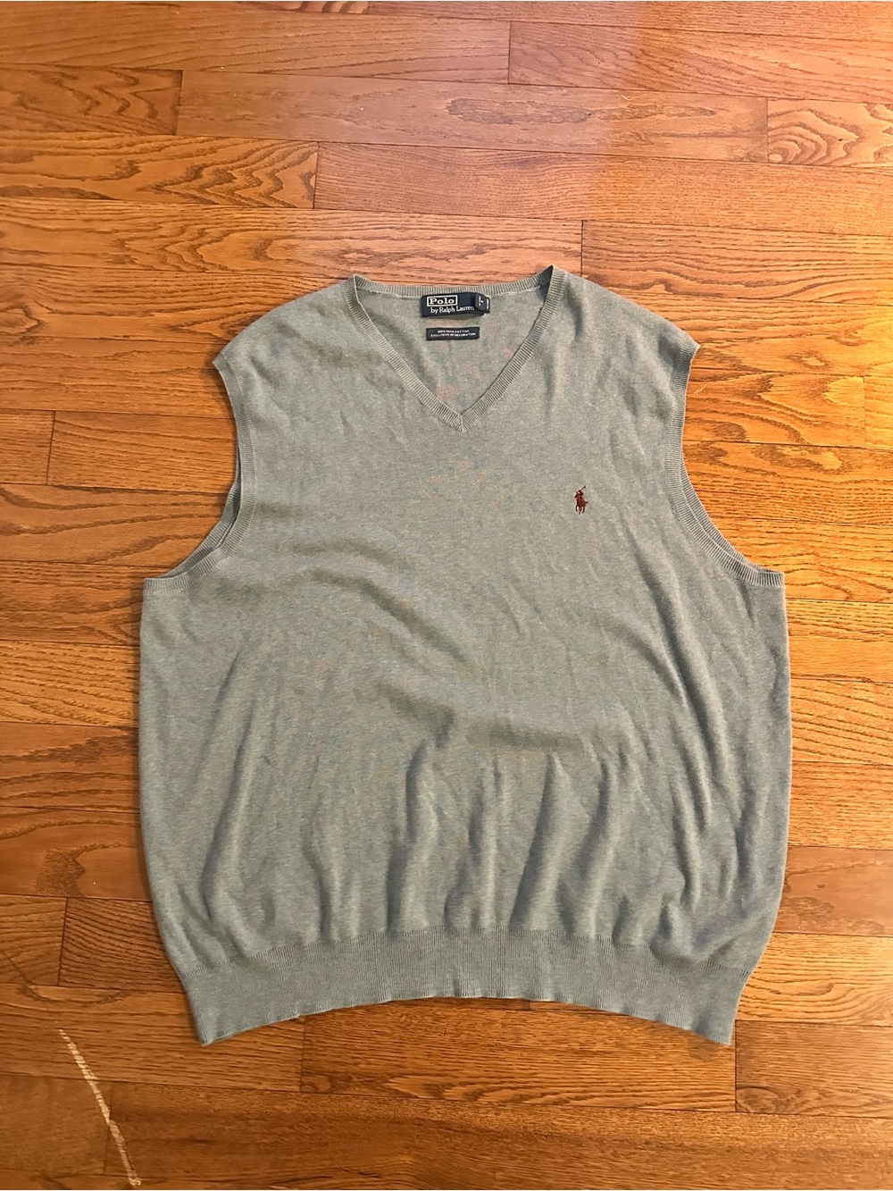 Polo Ralph Lauren Light Green V-Neck Sweater Vest Pima Cotton 2XB